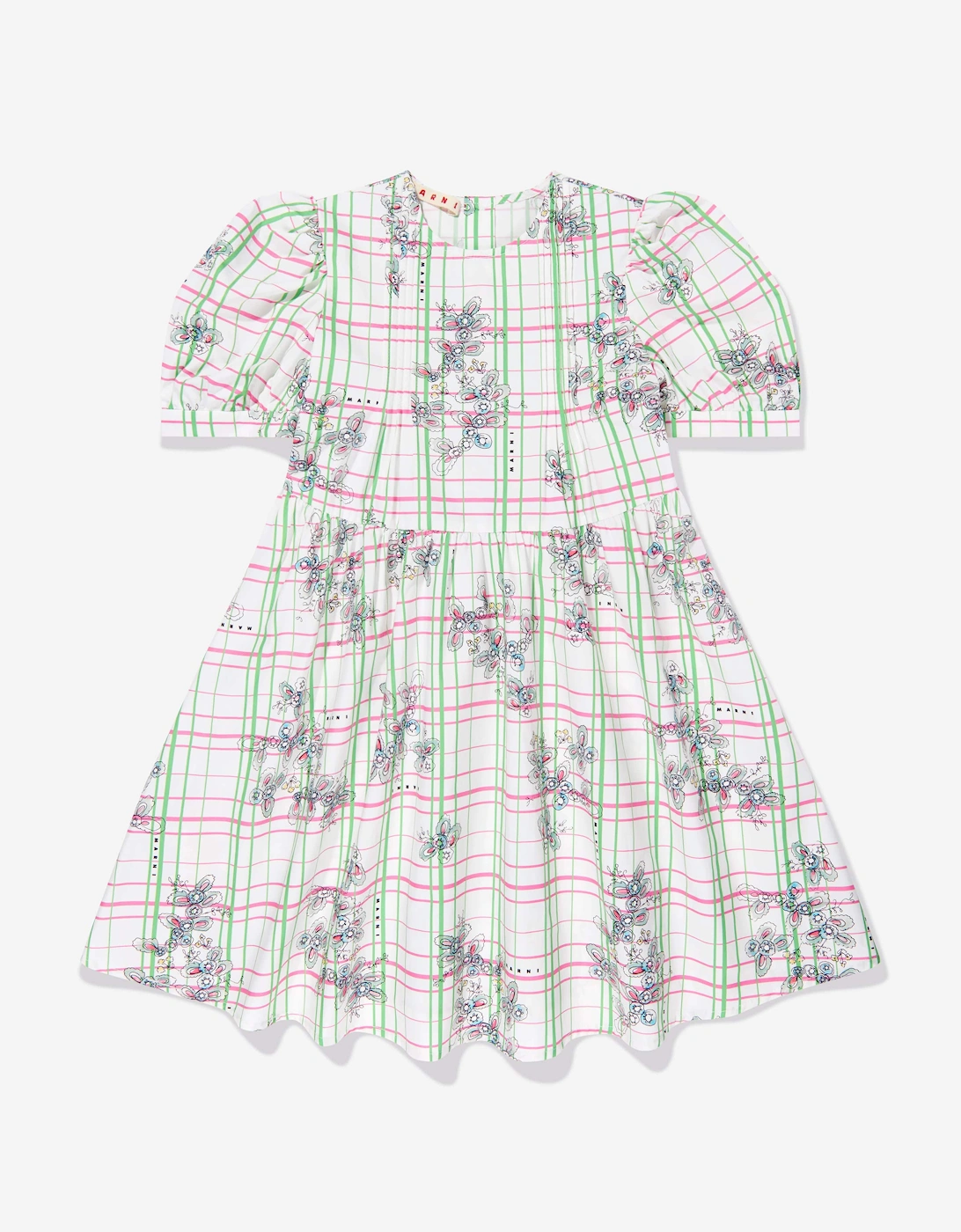 Girls Checked Floral Dress in Multicolour, 5 of 4