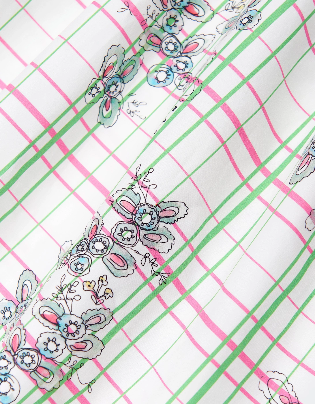 Girls Checked Floral Dress in Multicolour