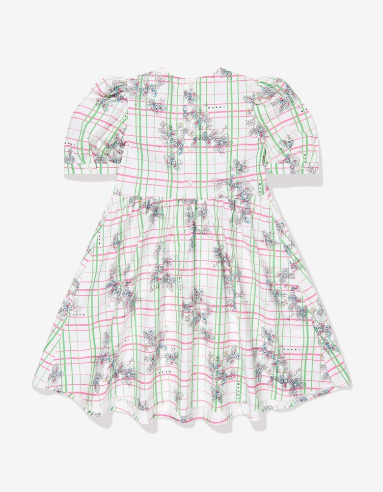 Girls Checked Floral Dress in Multicolour