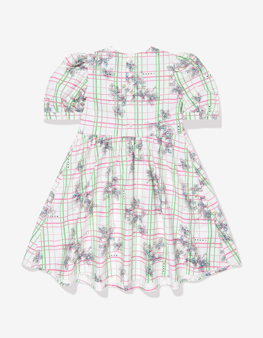 Girls Checked Floral Dress in Multicolour
