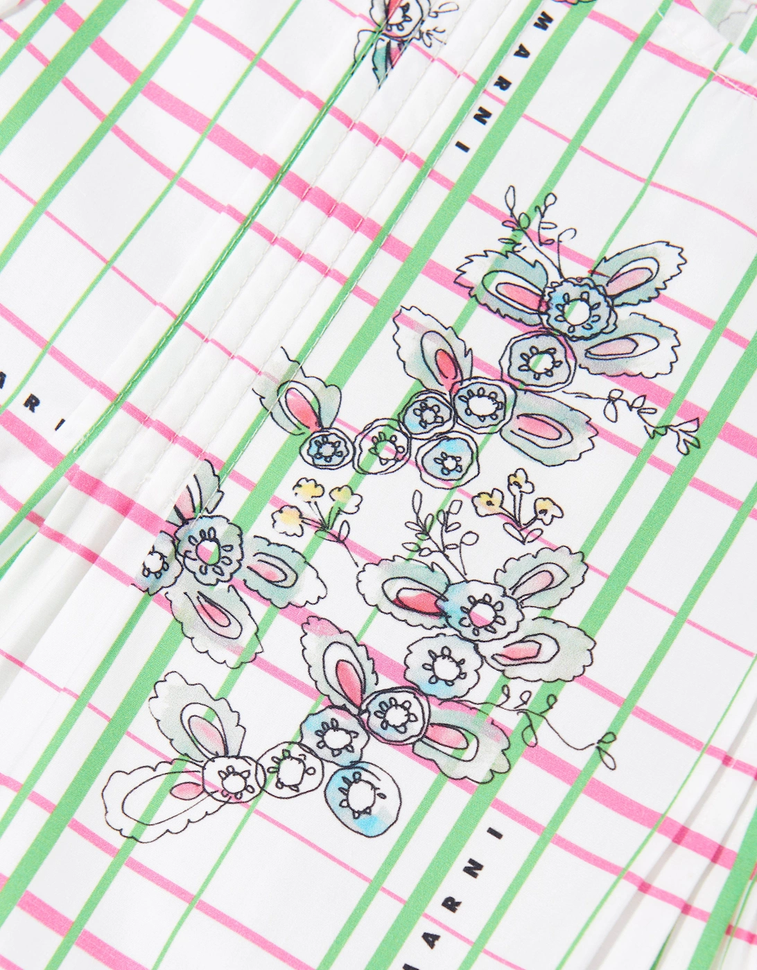 Girls Checked Floral Dress in Multicolour