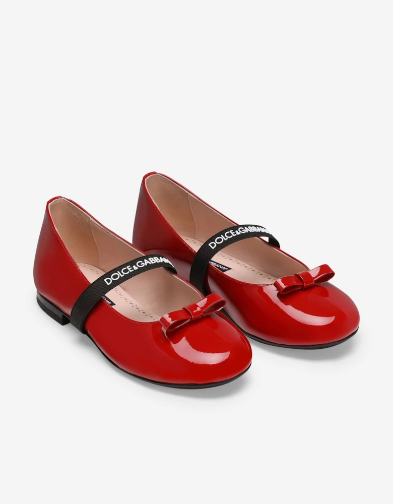 Girls Patent Leather Ballet Flats in Red