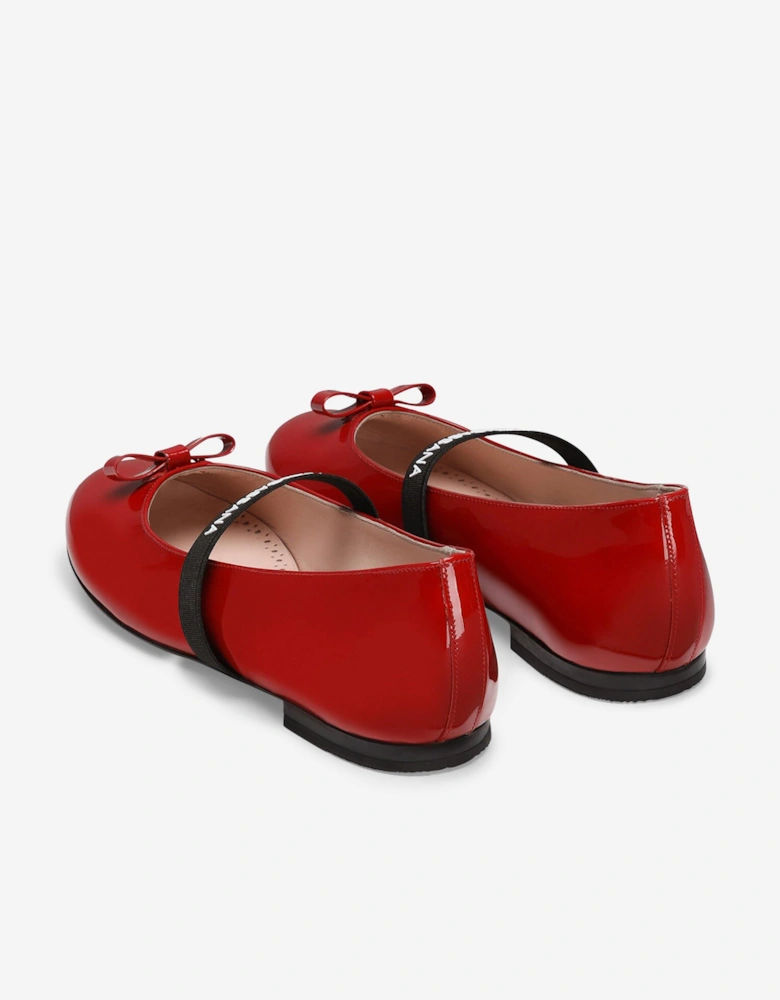 Girls Patent Leather Ballet Flats in Red