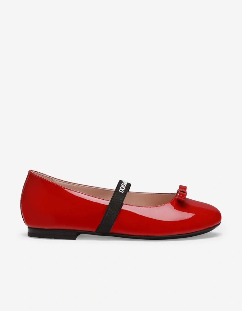 Girls Patent Leather Ballet Flats in Red