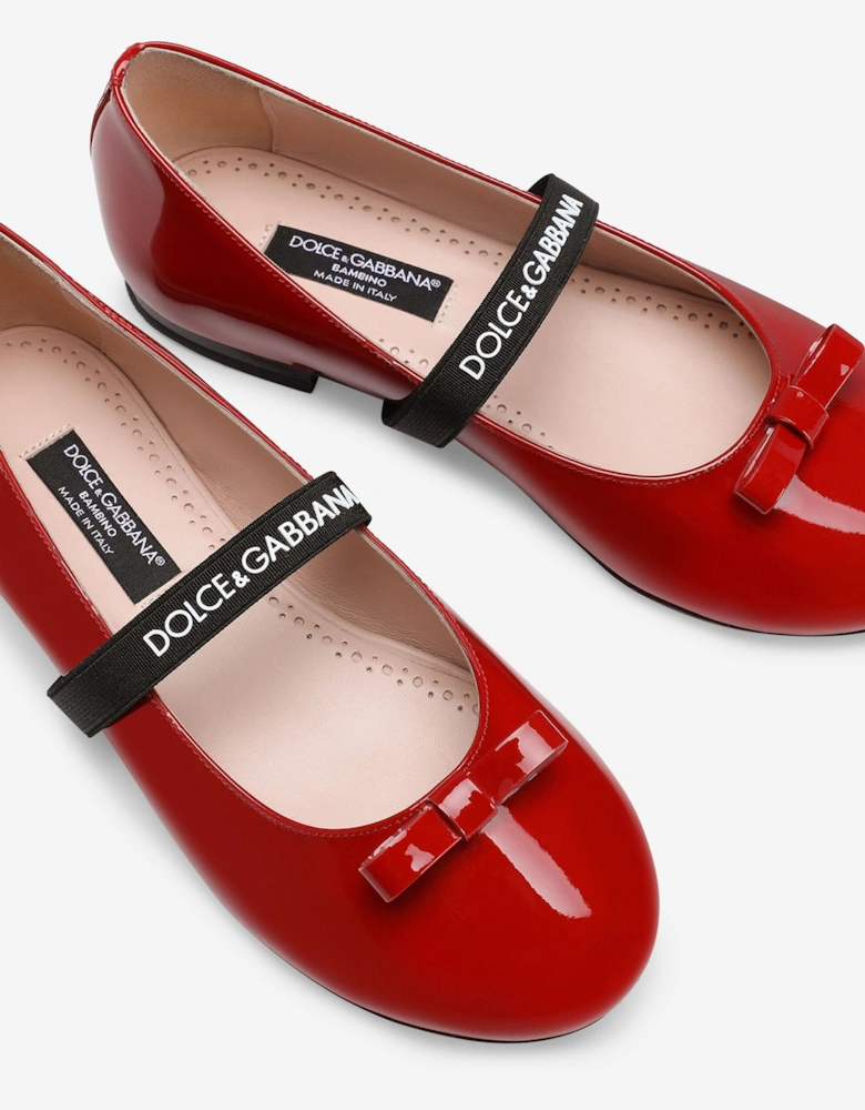 Girls Patent Leather Ballet Flats in Red