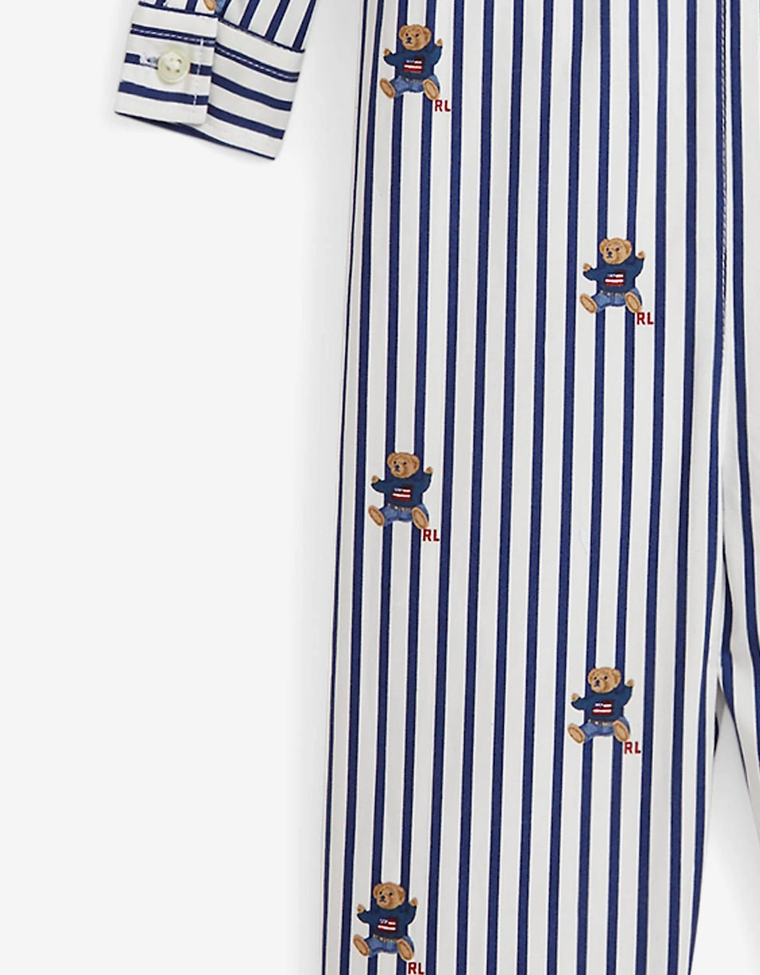 Baby Boys Striped Bear Romper in Navy