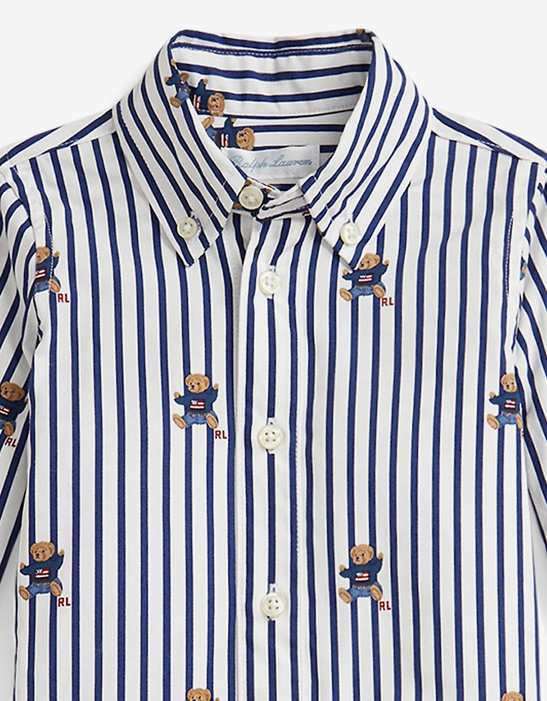 Baby Boys Striped Bear Romper in Navy