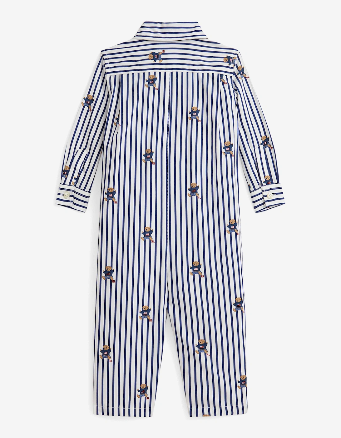 Baby Boys Striped Bear Romper in Navy