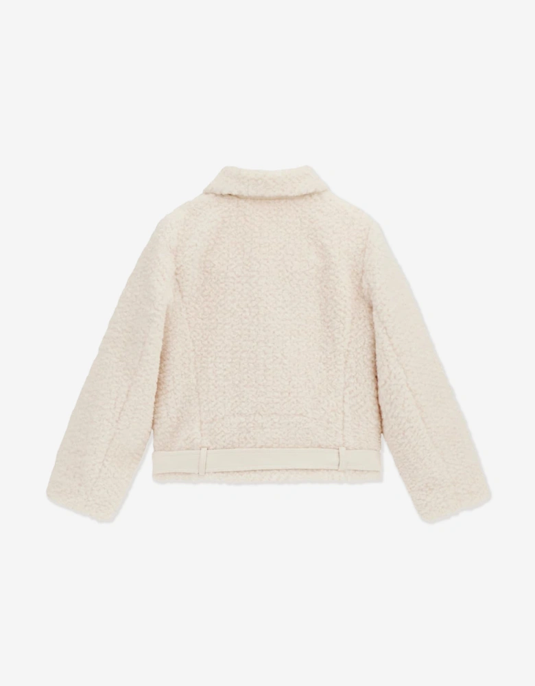 Girls Faux Fur Jacket in Ivory