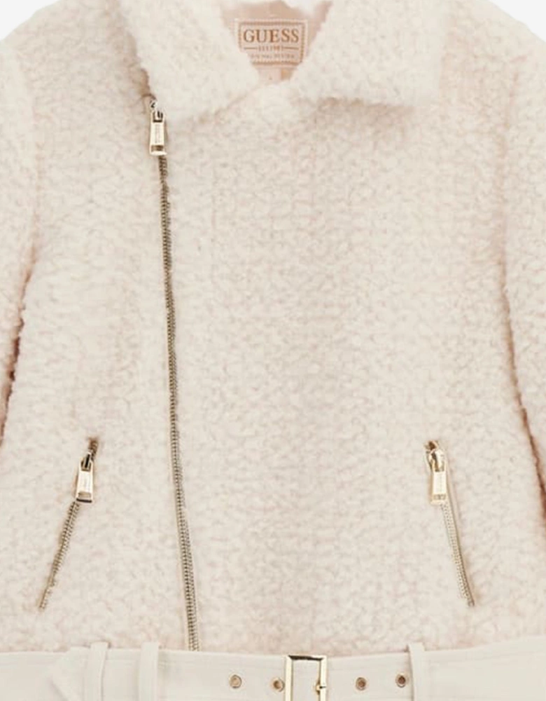 Girls Faux Fur Jacket in Ivory