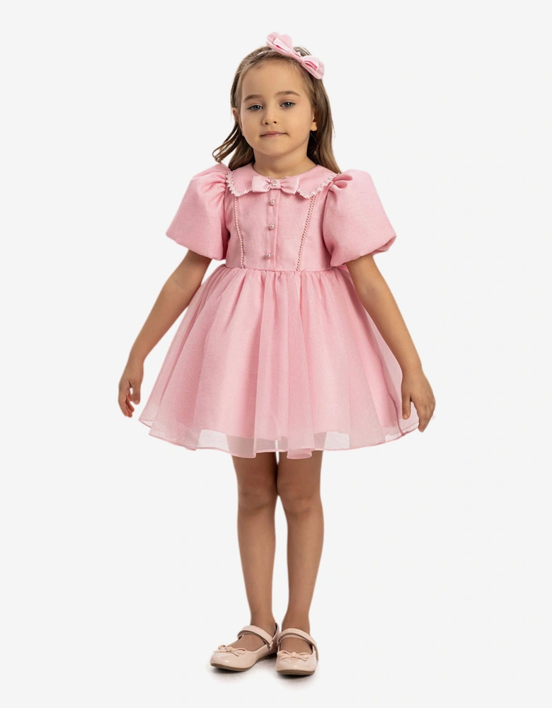 Baby Girls Pearl Detail Dress with Headband in Pink