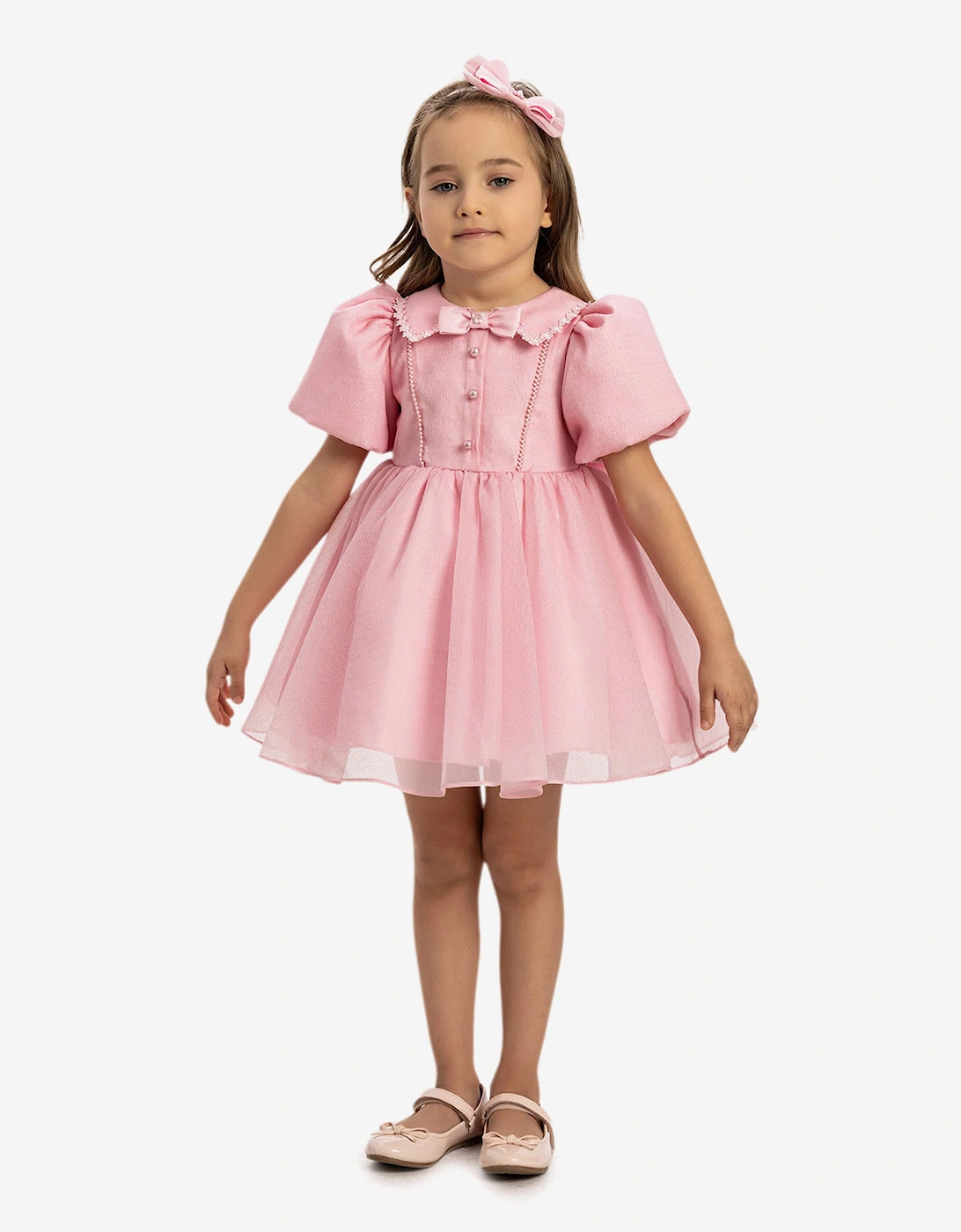 Baby Girls Pearl Detail Dress with Headband in Pink