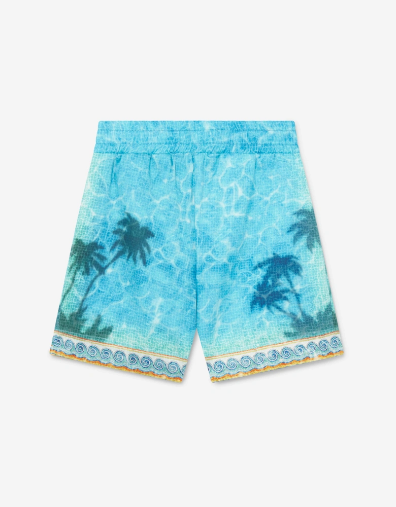 Boys Caustics Emblem Drawstring Shorts in Blue