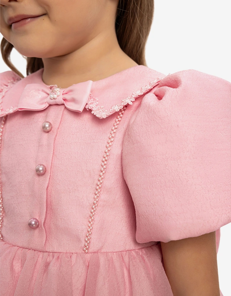 Baby Girls Pearl Detail Dress with Headband in Pink