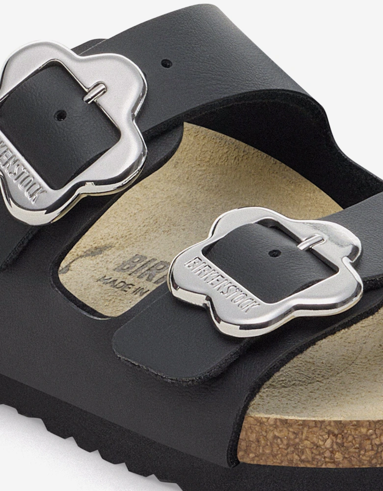 BIRKENSTOCK Girls Arizona Flower Buckle Sandals in Black