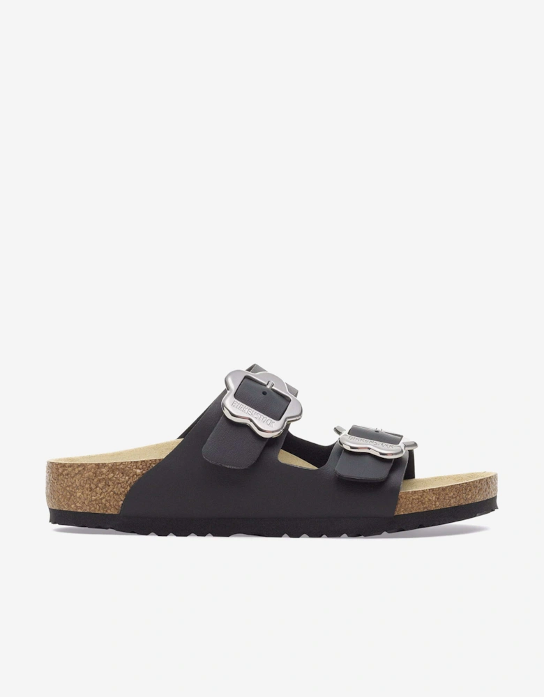 BIRKENSTOCK Girls Arizona Flower Buckle Sandals in Black