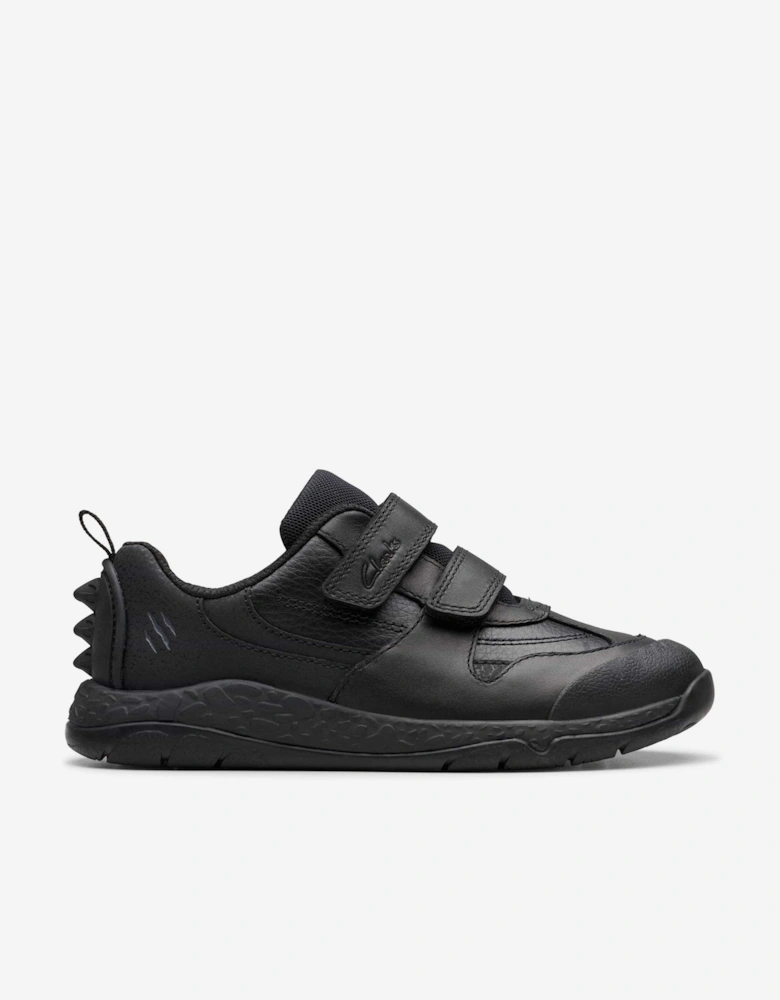 Boys Leather Steggy2 Pace Trainers in Black