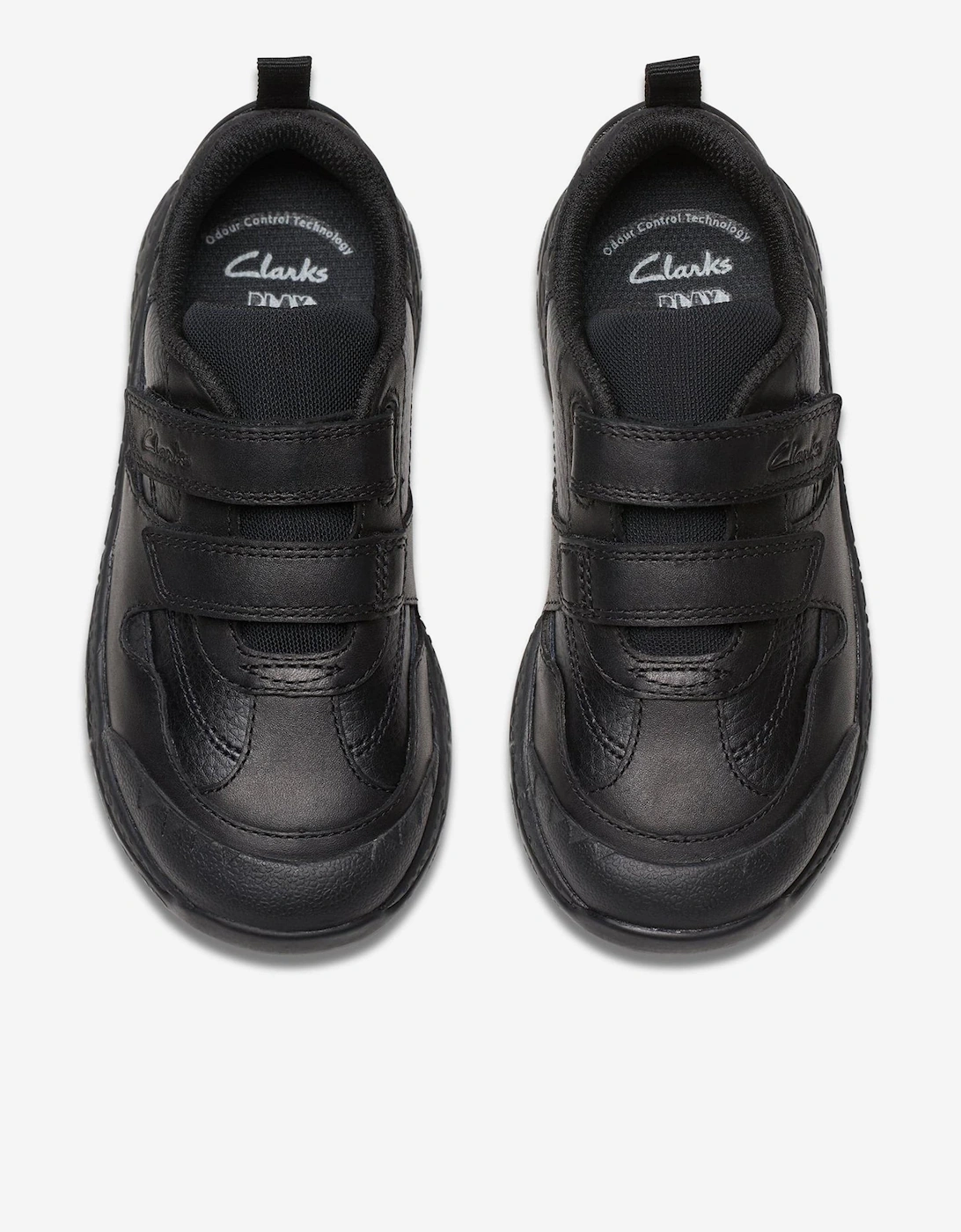 Boys Leather Steggy2 Pace Trainers in Black