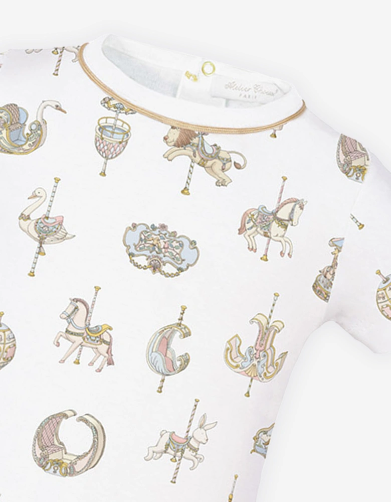 Baby Carousel Onesie in White