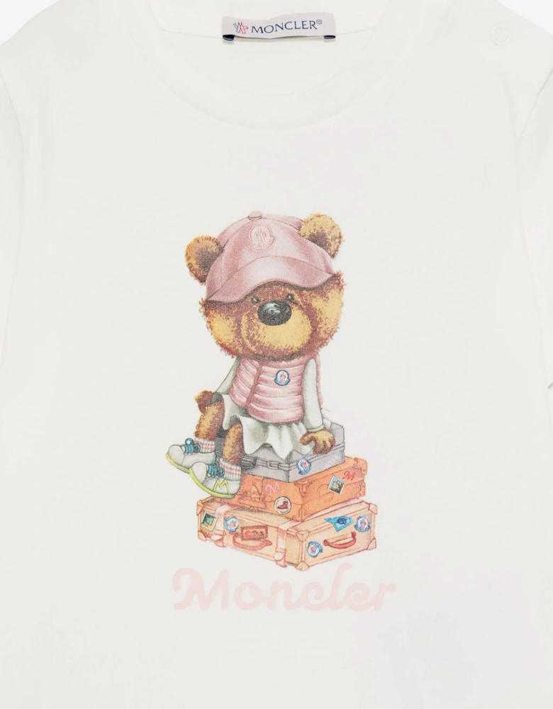 Baby Girls Bear T-Shirt in Ivory