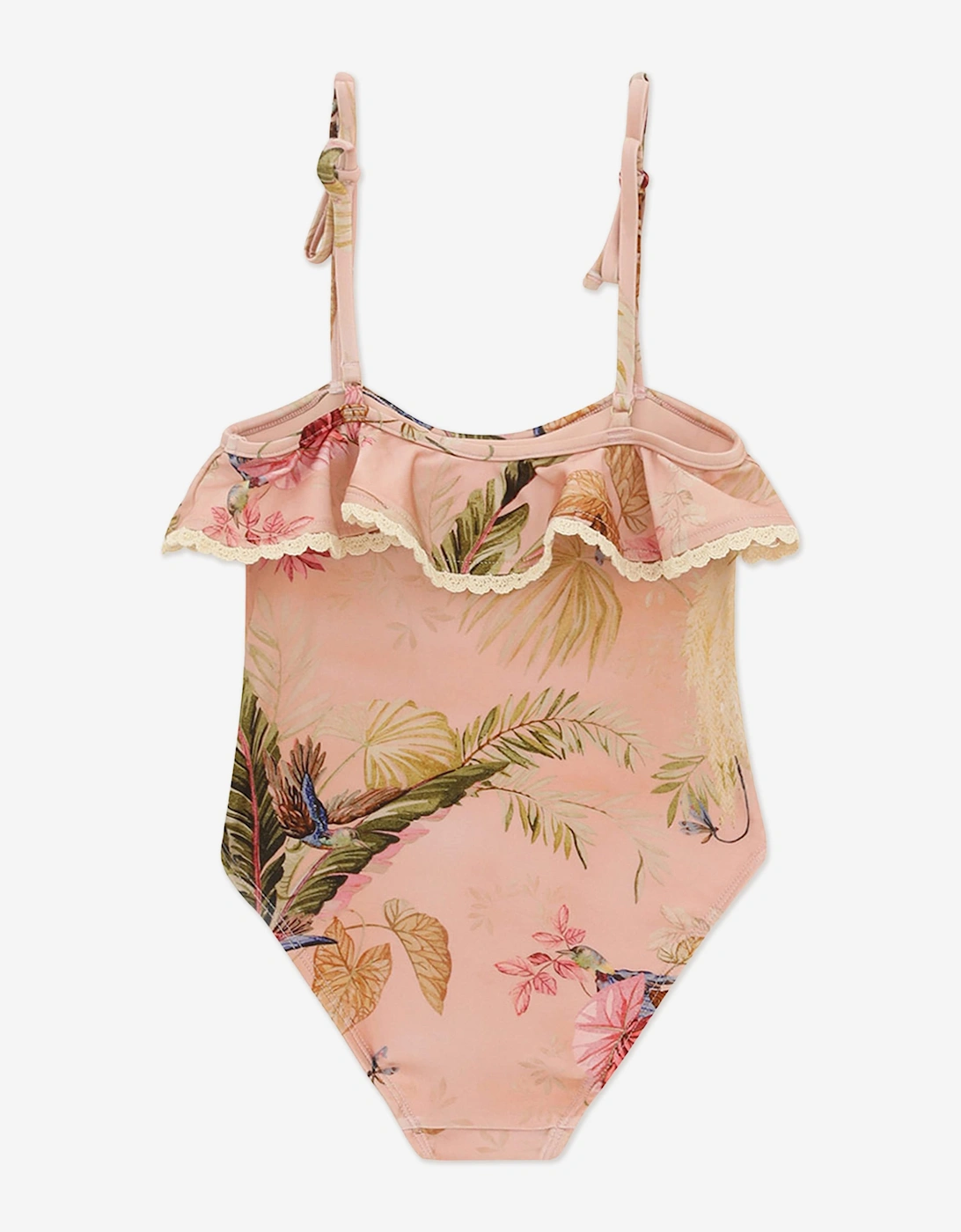 Girls Rhiannon Trim Frill Swimsuit in Pink