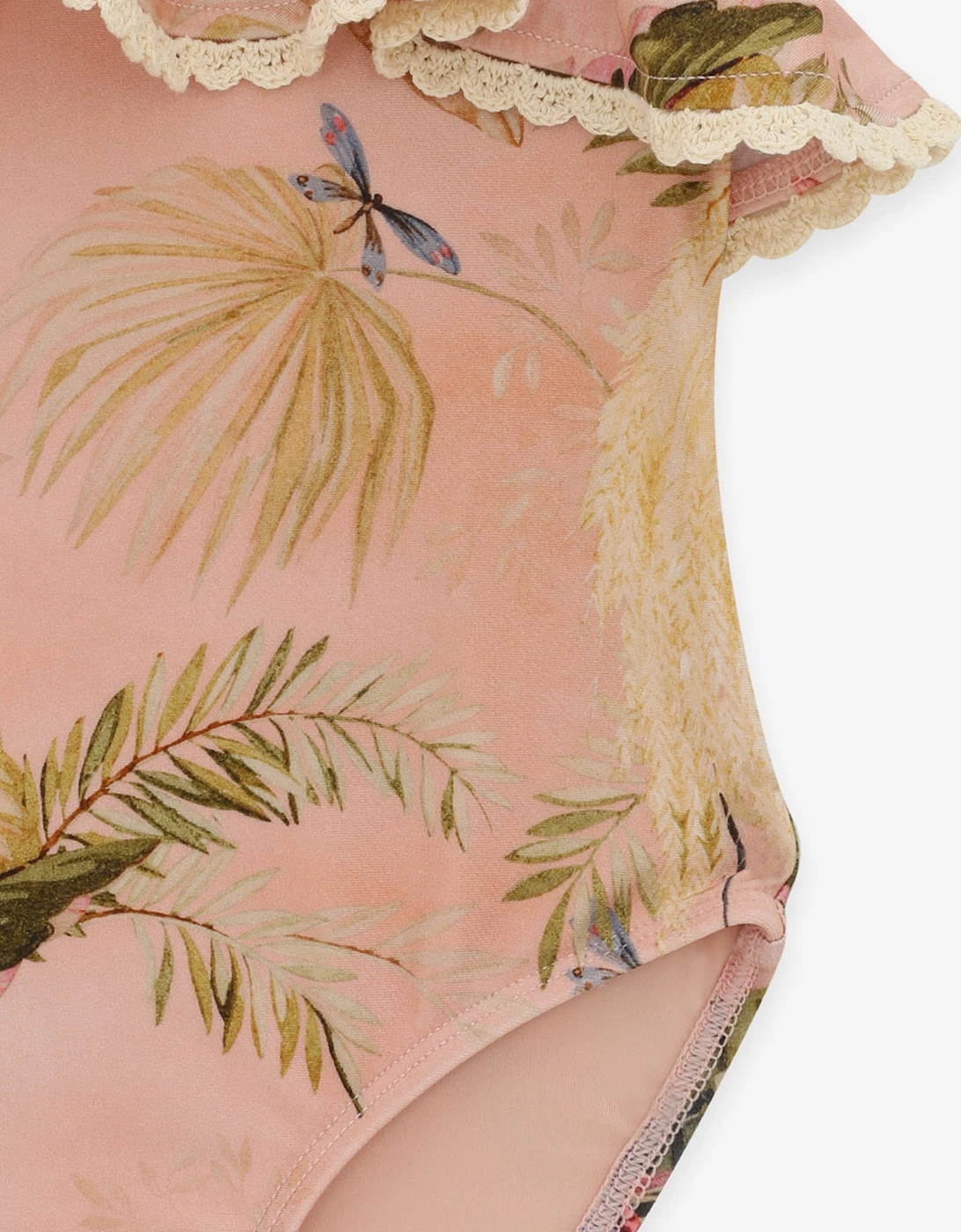 Girls Rhiannon Trim Frill Swimsuit in Pink