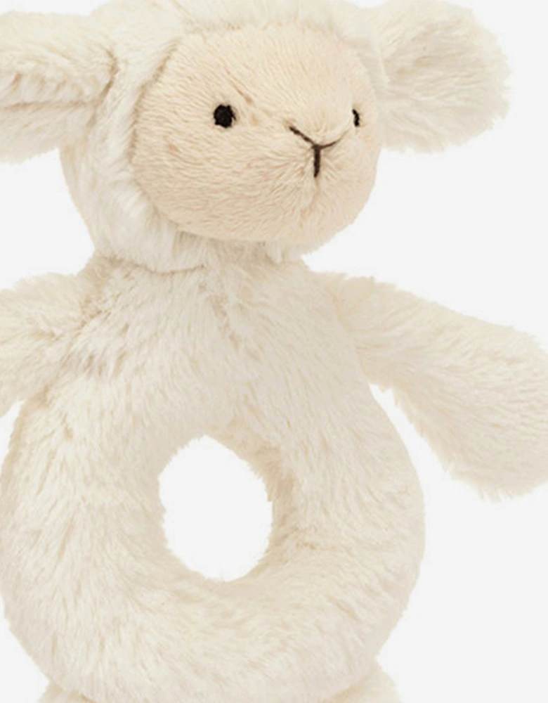 Bashful Lamb Ring Rattle in Ivory (18cm)