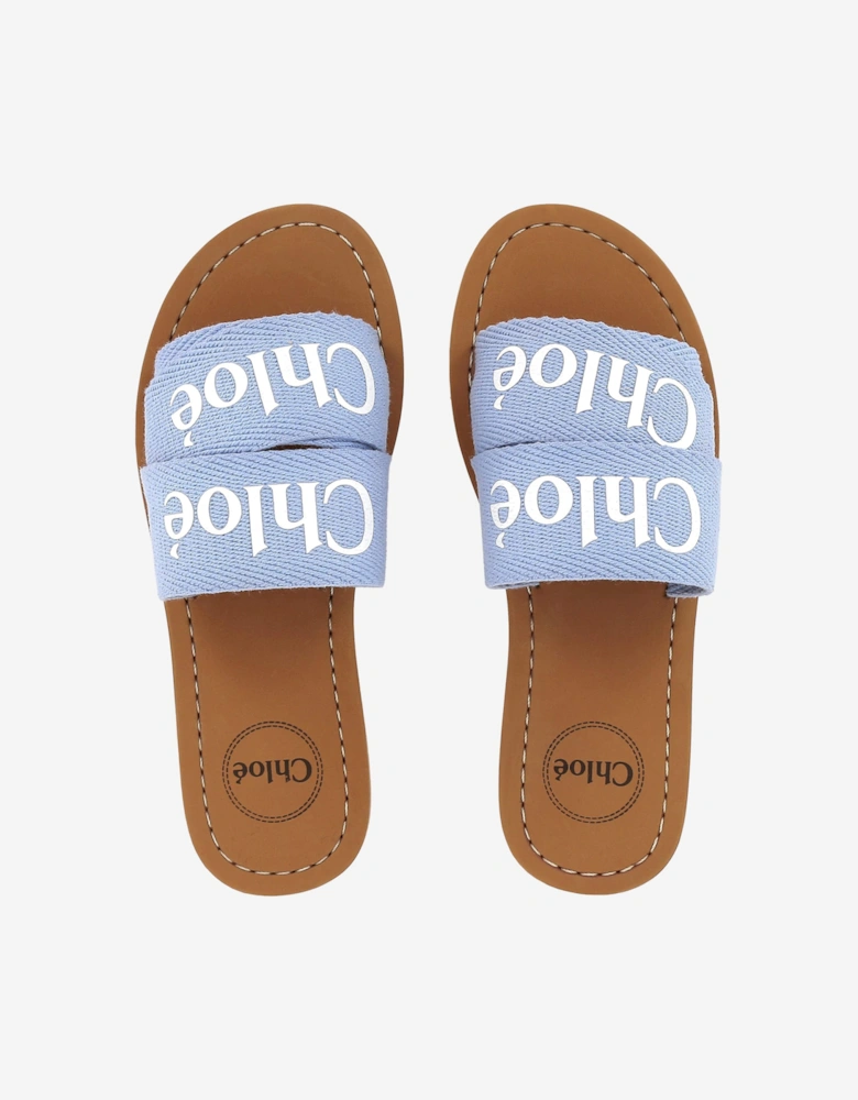 Girls Denim Logo Sliders in Blue
