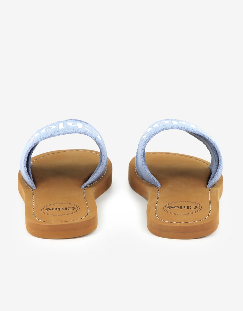 Girls Denim Logo Sliders in Blue