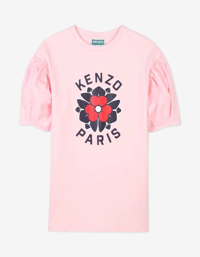 Girls Boke Flower Dress in Pink