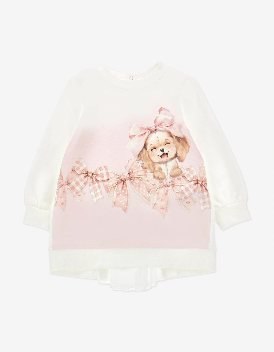 Baby Girls Puppy Sweater Dress in White, 5 of 4