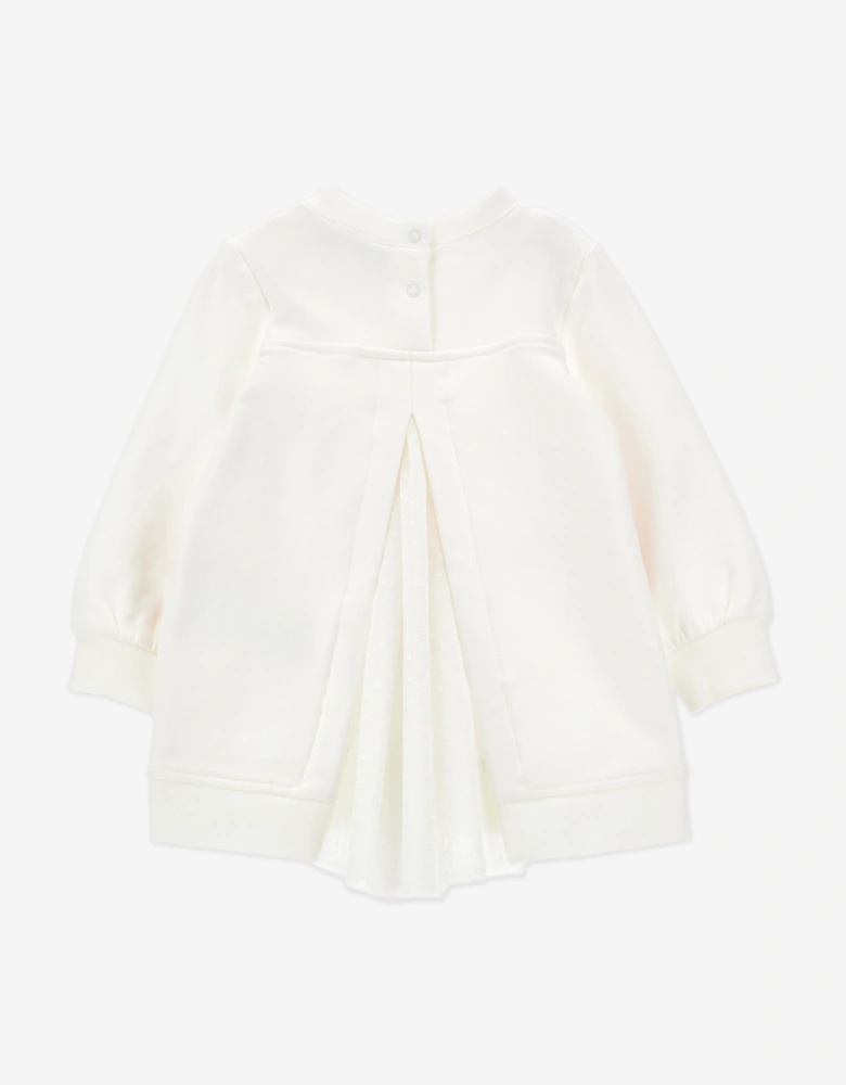 Baby Girls Puppy Sweater Dress in White