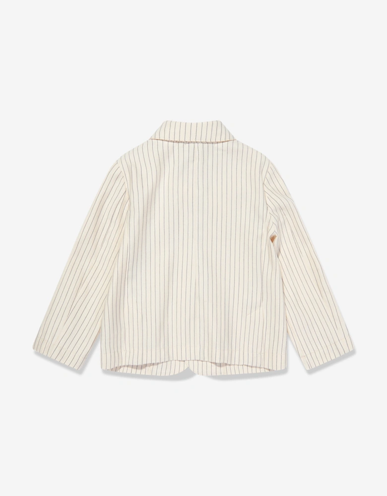 Baby Boys Striped Linen Jacket in Ivory