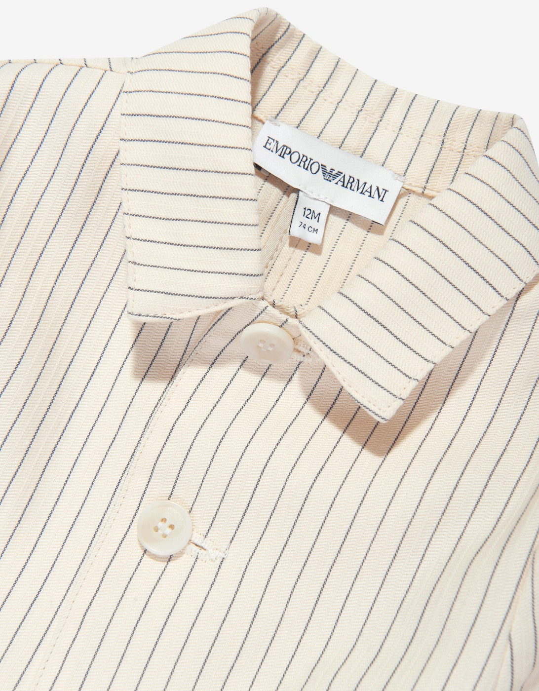 Baby Boys Striped Linen Jacket in Ivory