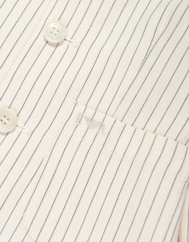 Baby Boys Striped Linen Jacket in Ivory