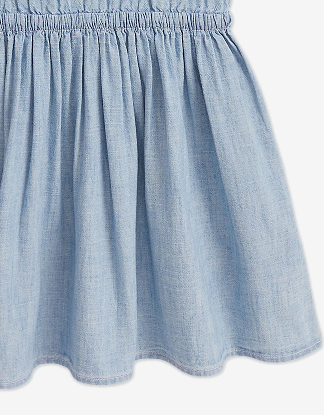 Girls Ruffled Chambray Dress in Blue