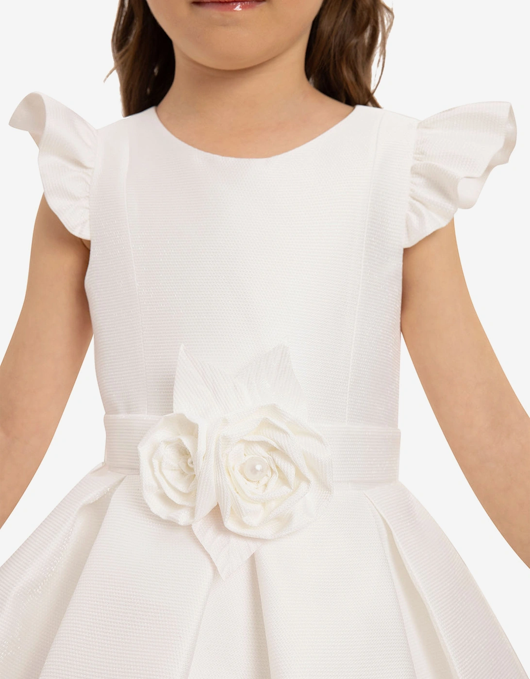 Girls Dress with Matching Floral Bag in White