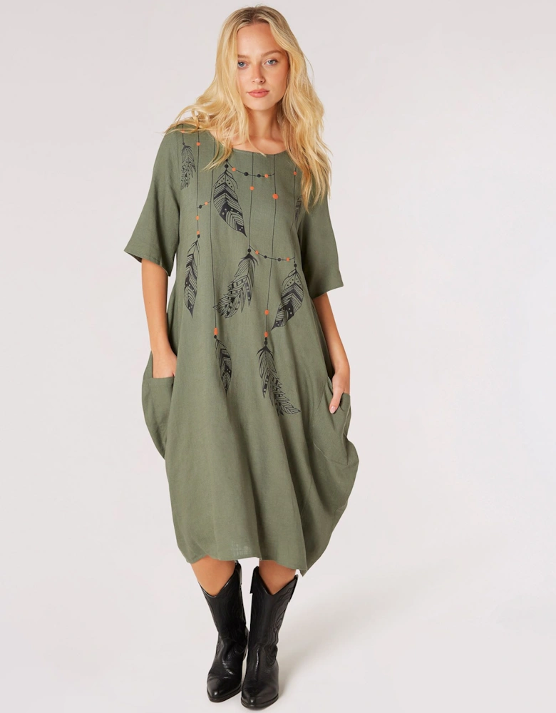 Necklace Print Midi Dress