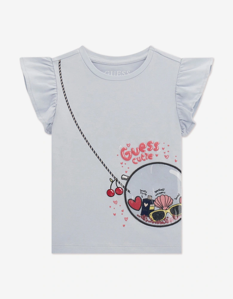 Girls Bag Print T-Shirt in Blue