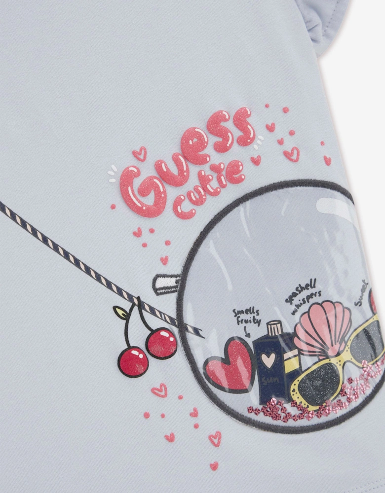 Girls Bag Print T-Shirt in Blue