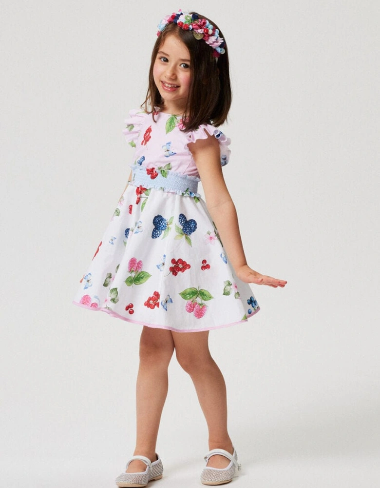 Girls Fruit Print Dress in Pink