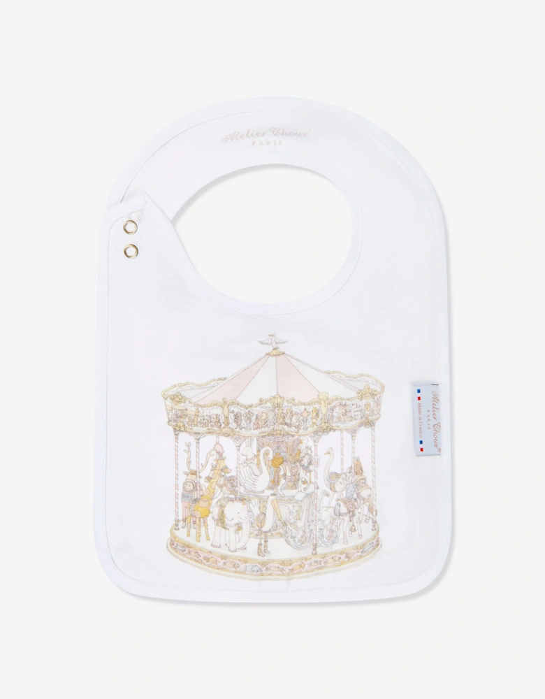 Baby Girls Carousel Swaddle And Satin Bib Gift Set in Pink