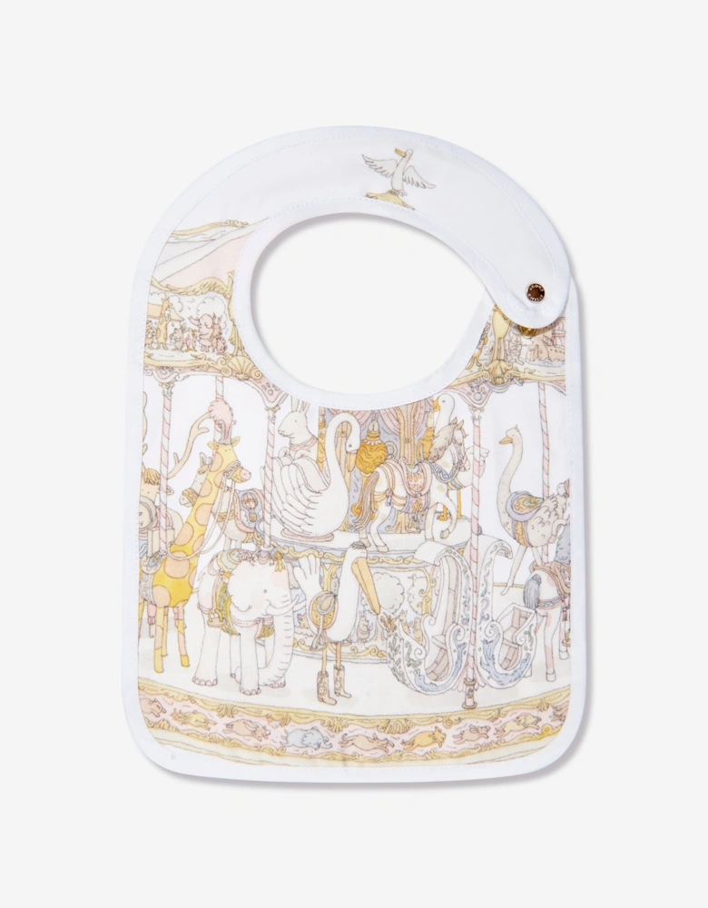 Baby Girls Carousel Swaddle And Satin Bib Gift Set in Pink