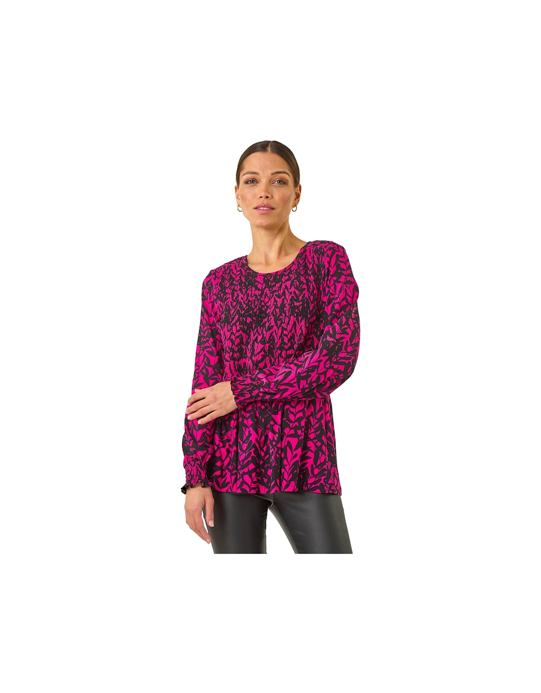 Abstract Printed Shirred Tunic Top, 2 of 1