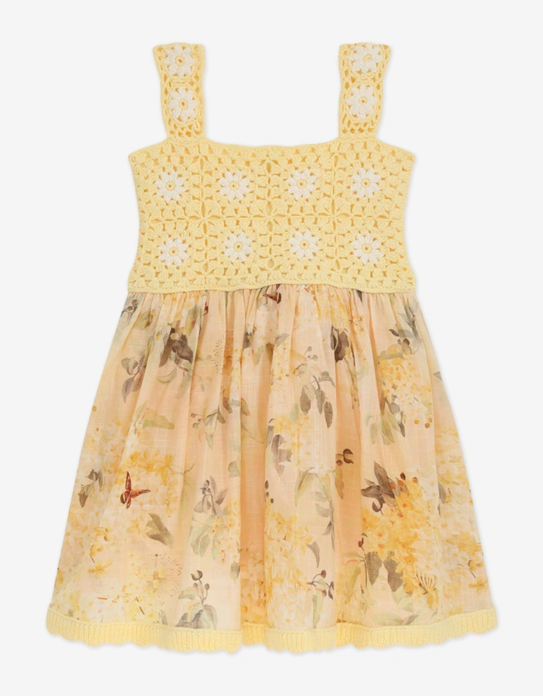 Girls Cascadian Crochet Dress in Yellow