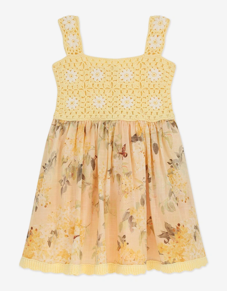 Girls Cascadian Crochet Dress in Yellow