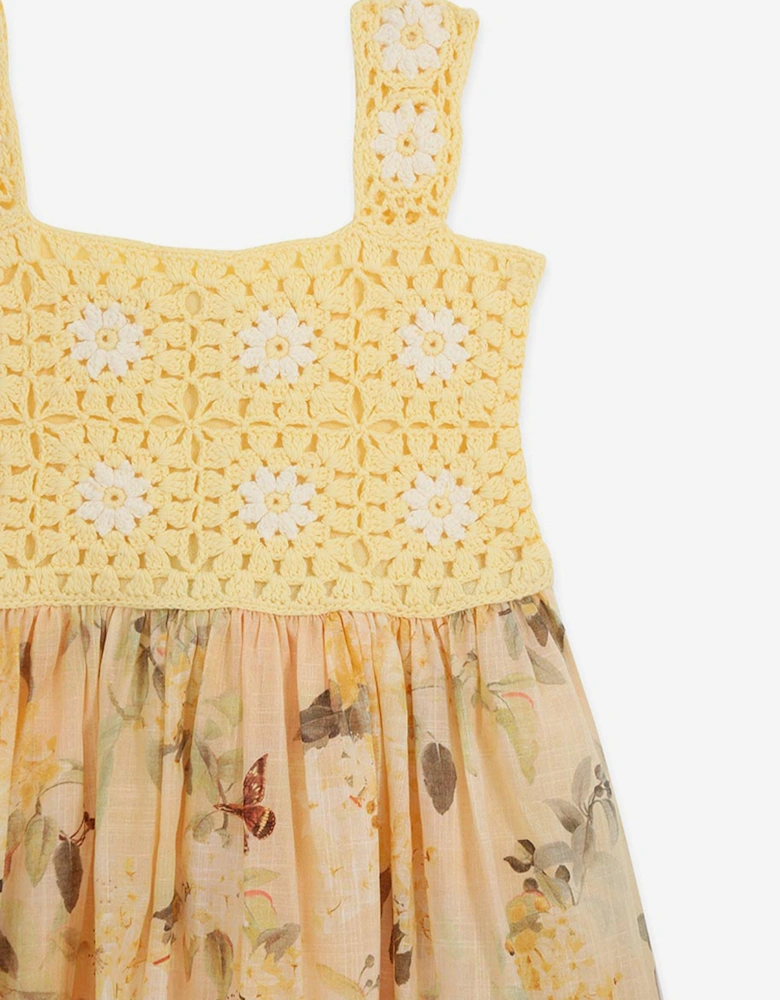 Girls Cascadian Crochet Dress in Yellow