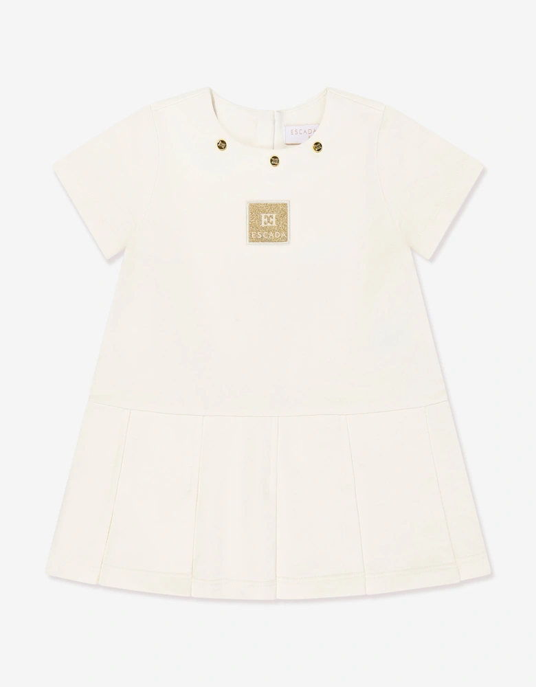 Baby Girls Embroidered Badge Dress in Ivory