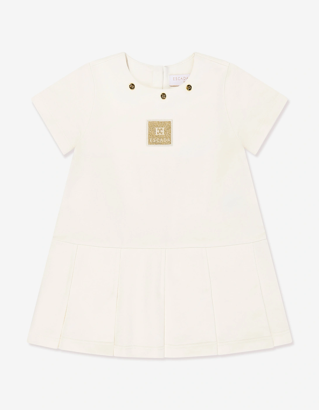 Baby Girls Embroidered Badge Dress in Ivory, 5 of 4