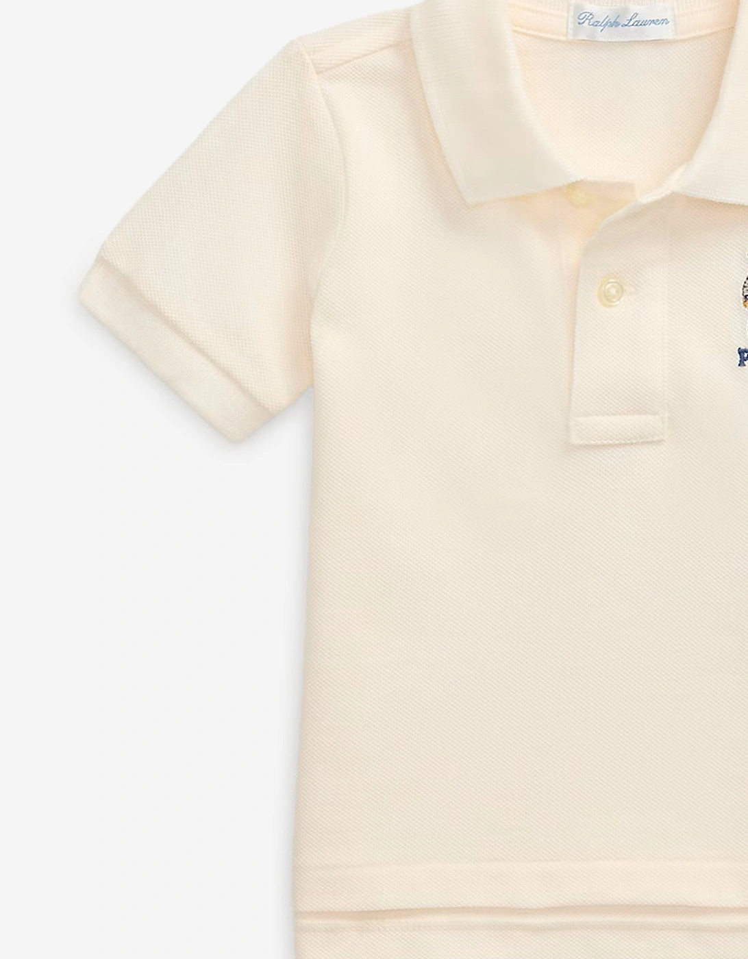 Baby Boys Bear Polo Shirt in Ivory